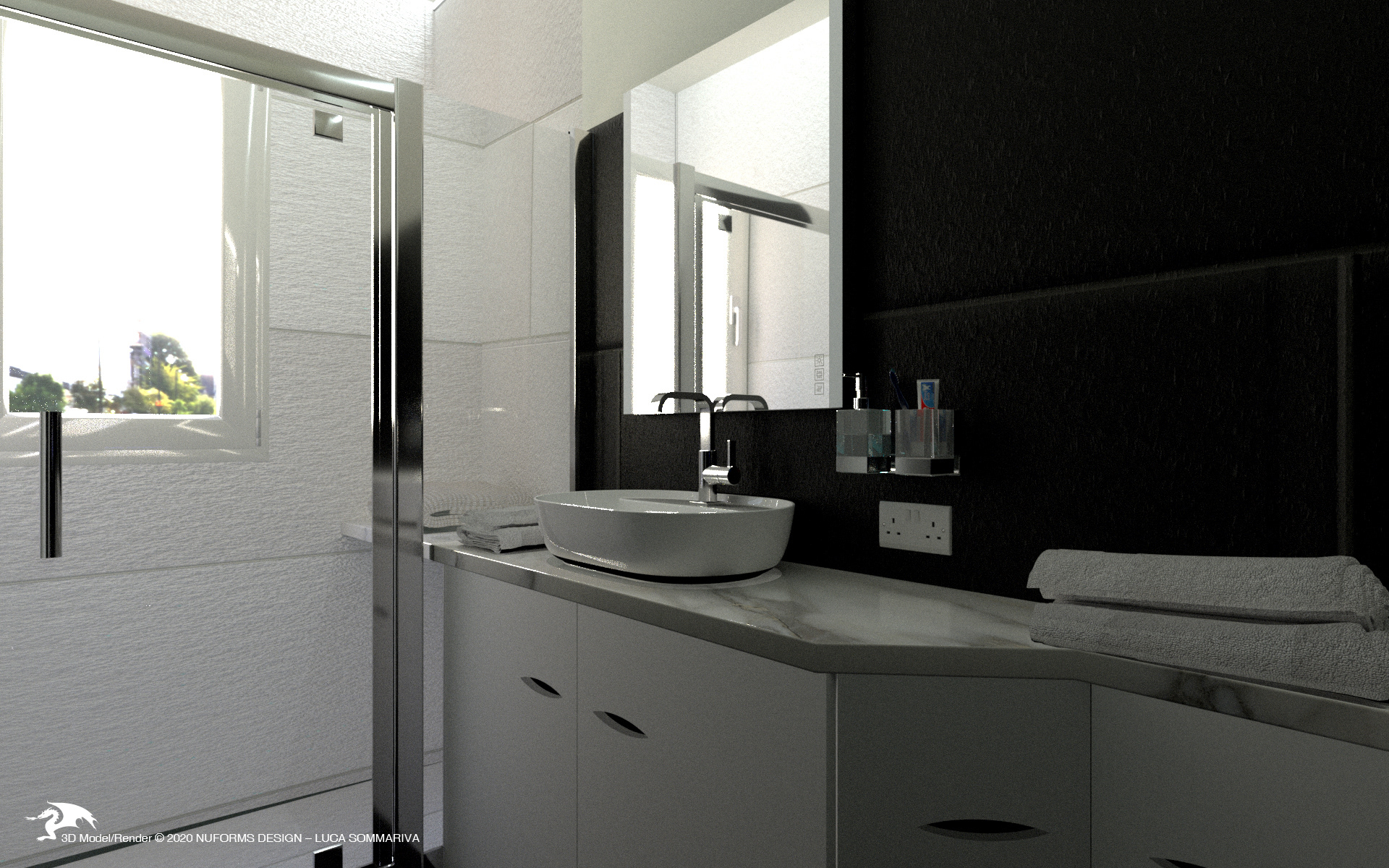 Kuwait City, private house – Bathroom design rendering